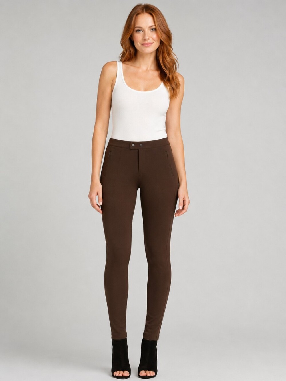 ❤ NWOT! VINCE PONTE SKINNY BROWN SEAM PANTS / LEGGINGS, 2 (26)